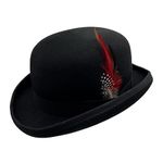 Bowler Hat for Men 100% Wool Derby Hat Mens Dress Hat Fedora Hats for Men Top Hat for Costumes Black