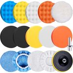 SIQUK 16 Pieces Polishing Pads Kit 150mm Buffing Pads Car Foam Wax Buffer Polisher Attachment for Drill, 6 Inch