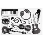 GORGECRAFT PVC Wall Sticker Music Notes Wall Decals Black Musical Instruments Wall Decor Removable Guitar Piano DJ Head Phone Drums Saxophone Stickers for Music Studio Bedroom Art Room Decoration