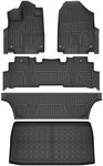 Floor Mats and Cargo Liners for Honda Odyssey 2025 2024-2018 Mini Passenger Van, TPE All Weather Custom Fit for Odyssey Floor Liners & Trunk Mat, Automotive 1st 2nd and 3rd Rows Car Mats Set, Black