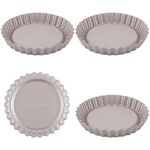 CHEFMADE Round Tart Pan, Non-Stick 4 Inch 4Pcs Quiche Pan