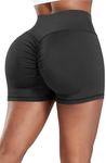 CFR Women Athletic Shorts Sexy Scrunch Butt Lifting High Waist Workout Sport Compression Gym Fitness Stretchy Pants B1-Black,S