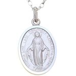 Alexander Castle 925 Sterling Silver Miraculous Medal Catholic Necklace - 20mm x 15mm Miraculous Medal with 18" Silver Chain & Jewellery Gift Box