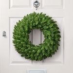 CHRISTOW Plain Christmas Wreath for Front Door, Luxury Artificial Spruce Wreath, Home Xmas Decoration, Natural Looking Dual Tone PVC Needles, Easy hanging, Wall Window Mantlepiece (60cm / 200 Tips)