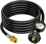 Alloxity12FT Propane Hose Adapter 1lb to 20lb, Propane Tank Hose with Gauge, Propane Adapter 20lb to 1lb Converter, Adapter Hose for Weber Q Grill, Coleman Camp Stove, Blackstone Griddle, Buddy Heater