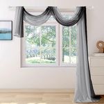 NAPEARL Ombre Window Scarf Valance, Romantic Gradient Voile Scarf Valance for Ceremony Backdrop, Wedding Arch, Kids Bedroom, Decorative Swag Curtain 549 Inches, Black