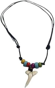 BLUSUPERSHOP 1 collana ART p3, Ciondolo VERO Dente squalo 1,5-2,5 cm Circa Sono Sempre Differenti e Laccio Regolabile Tribale Unisex
