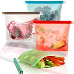 Hypexa Reusable Washable Leak-proof Silicone Food Storage Preservation Bag Airtight Seal Fridge Storage Pouch Microwave,BPA- free (1000 Ml Pack of 4)