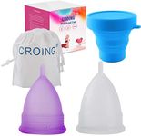 CROING 𝙋𝙚𝙧𝙞𝙤𝙙 𝘾𝙪𝙥 Reusable 2 pcs Menstrual Cups with 1 pc Silicone Cup and 1 pc Storage Bag, Period Cup