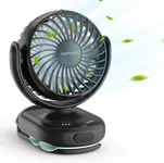 Momcozy Portable Fan with Clip | 4-Speed Mini-Fan for Carrier | Personal Fans Ultra Lighter 0.26lb | Gaps ≤4.5mm | Handheld Cooling | Rechargeable Rotate for Diaper Backpack/Stroller/Carrier/Chair