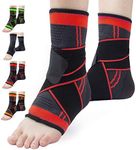 Ankle Brace Set of 2 Compression Support Adjustable Sleeve for Injury Recovery, Joint Pain and More, Arch Brace Support & Foot Stabilizer, Ankle Wrap Protect Against Ankle Sprains or Swelling