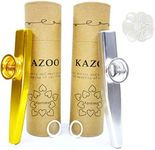 Fartime Gold and Silver Exquisite Aluminum Alloy Kazoo With 5 Kazoo Flute Diaphragms And A Beautiful Gift Box-Musical Instruments. (gold and silver)
