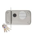 Godrej Rim Lock I Rim Deadbolt Ultra XL+ I 1CK Deadbolt I for Inside Opening Wooden Main Door | Left/Right Handed Doors I 4 Keys I 5-Year Warranty I Manual Locking I Satin Nickel Finish