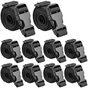 MAGARROW 40" 60" Strap Buckle Packing Straps Adjustable 1-Inch Belt (1" Wide - 40" Long, Black (10-Pack))