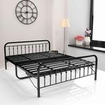 Honey Touch® Queen Bed | Folding Style No Assembly Required (Black,5ft x 6.25ft,with Headboard,Metal)