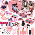 HERAPOWER Kids Washable Makeup Kit Girls, Real Cosmetic Toy Little Girl, Toddler & Non-Toxic Make Up Set, Children Vanities Dress Up,Child Princess Play Pretend Birthday Gift,Age 3 4 5 6 7 8 Year Old