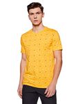 Amazon Brand - House & Shields Men's All Over Print Regular T-Shirt (AW-18-HSGT-07_Seed Yellow S)