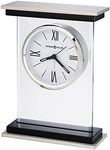 Howard Miller Bryant Tabletop Alarm Clock – Modern Desk Clock with Silent Sweep Seconds Luminous Hands Roman Numeral Markers & Bracket Style Design Satin Finish for Home Office & Desktop Decor