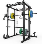 Sportsroyals Power Cage,1600lbs Multi-Function Power Rack with Adjustable Cable Crossover System and More Training Attachment, Weight Cage for Home Gym with Multi-Weight Combination Barbell Plates