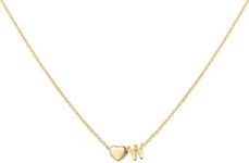 Glimmerst Initial Heart Necklace,18K Gold Plated Stainless Steel Tiny Heart Letter Necklace Personalized Monogram Name Necklace for Women, Stainless Steel, Gold, No Gemstone