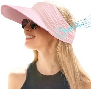 MUSICOZY Visor Hats for Women Beach Hats for Women Sun Visor Hats UPF 50+ UV Protection for Sports Golf Tennis Running Pink, Pink, One Size