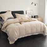 Simple&Opulence Double Size Duvet Cover Sets,55% Linen 45% Cotton Blend,Cozy Breatherable Embroidery Design Elegant Bedding Set,200cm x 200cm,Natural Linen