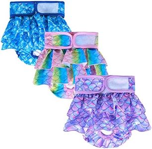 Reusable Dog Diapers Female, Pack of 3 Washable Highly Absorption Puppies Dogs Diapers for Period Heat Panties or Excitable Urination(M)