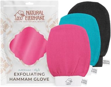 Natural Elephant Exfoliating Hammam Glove (Teal, Back and Pink (Pack of 3))