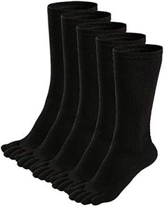 Chaussettes 5 Doigts Hommes Chaussettes avec Orteils, Chaussette à Doigts de Pieds Séparés Homme Chaussette Five Fingers, Taille 39-45, Noir-5 Paires
