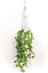Fake Hanging Plants Artificial Plants for Home Decor Macrame Plant Hanger with Fake Vines Faux Hanging Planter Greenery (Fake Plants with Hanging Planter)