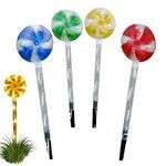 Christmas Candy Cane Decorations | Christmas Lollipop Pathway Lights Outdoor Decorations with Stakes | Waterproof Christmas Solar Stake Lights Outdoor Decorations for Lawn Garden
