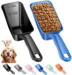 2-Pack Dog Food Scoop 1 Cup, Plastic Pet Food Measuring Scoop With Measuring Lines (1/2 & 1 Cup Markings) for Dogs, Cats, Fish, Bird（Black and Blue)