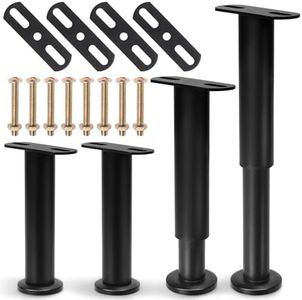 Swpeet 16Pcs Adjustable Metal Bed Frame Support Legs Assortment Kit, Metal Bed Center Slat Heavy Support Leg Bed Support Legs for King Bed, Sofa, Table, Furniture Cabinet Replacement Parts