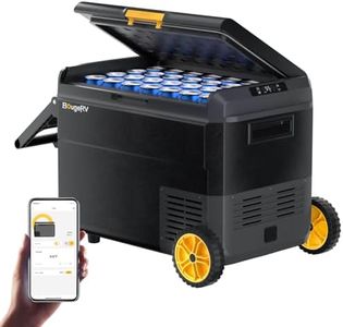 BougeRV CRS 50L Glacière à Compresseur avec Roues Poignée Étanchéité IPX4 Congélateur Réfrigérateur à Compression 12/24V 220V pour Voiture Camping Voyage Bateau Contrôle APP -20℃~20°C