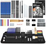 Shuttle Art Drawing Kit, 52 Pack Drawing Pencils Set, Professional Drawing Art Kit with Sketch Pencils, Graphite Charcoal Sticks, Drawing Pad in Portable Case, Drawing Supplies for Kids Adults Artists