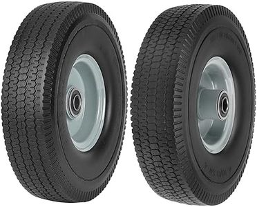 4.10/3.50-4 Tire and Wheel Flat Free by PANDEELS - 10" Solid Tire with 5/8" Axle Bore and 2.2" Offset Hub - 4.10x3.50x4 Run-Flat Tire Fit for Generator Gorilla Hand Trucks Garden Wagon Cart(2 Pack)