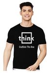 Just Teesing Think Outside The Box : Cotton Round Neck T-Shirt | Regular Fit | Men| Students| Entrepreneurs (Large, Black)