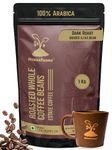 MokkaFarms Roasted Whole Coffee Beans 1Kg | 100% Arabica | Dark Roast, Sundried/Cherry, A/AA Grade | Freshly Roast Estate Coffee | Strong Flavor & Aroma | Farm to Fork Quality | Zip Lock Bag