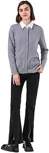 SMILING PINKER Chaqueta de punto para mujer de manga larga, cuello redondo, chaqueta con botones y bolsillos, gris, S