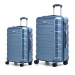 RMW Suitcase Large Medium Cabin Size | Hard Shell | Lightweight | 4 Dual Spinner Wheels | Trolley Luggage Suitcase | Hold Check in Luggage | TSA Combination Lock (Ice Blue, Medium 24" + Large 28")