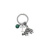 Tortoise keyring personalised gifts birthstone initial bag charm