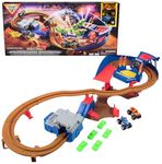 Monster Jam, Supercharge Speedway Playset, Megalodon and El Toro Loco Die-Cast Monster Trucks, Light Up World Finals Track Kids Toys for Boys Ages 3+