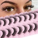 FANXITON False Eyelashes Wispy Lashes Natural Look Fake Eyelashes 13 mm Cat-Eye Lashes 10 Pairs Pack Fluffy Curly 3D Faux Mink Eyelashes