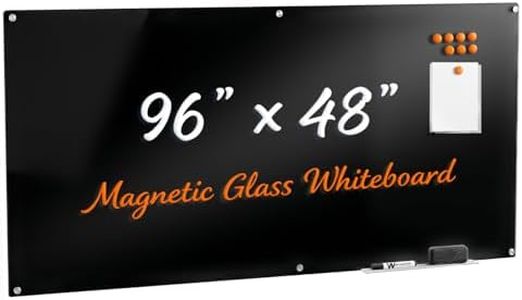 Magnetic Glass Dry Erase Board, 96 x 48 in, Obsidian Black