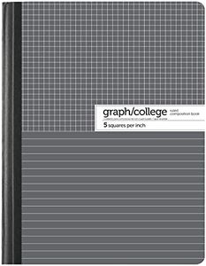Office Depot Dual Ruled Marble Composition Book, 7 1/2in x 9 3/4in, College/Quadrille Ruled, 100 Sheets, Black/White, 400-003-275