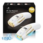 ThePlushCo Ice Cooling IPL Laser Hair Removal Machine, FDA-Approved Laser Hair Remover for Permanent Hair Reduction, Safe for Face, Bikini, Whole Body (Women & Men) 999,999 Flashes (White-Gold)