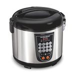 Hamilton Beach Digital Programmable Rice and Slow Cooker & Food Steamer, 20 Cups Cooked (10 Cups Uncooked), 14 Pre-Programmed Settings for Sear Sauté, Hot Cereal, Soup, Nonstick Pot, Stainless Steel