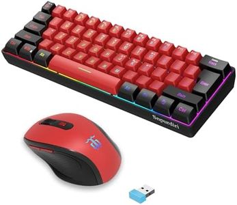 Snpurdiri 2.4G Wireless Gaming Keyboard and Mouse Combo, 60 Percent Wireless Keyboard and Ergonomic Vertical Feel Small Mouse (Black and Red)