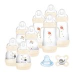 MAM Easy Start Self Sterilising Anti Colic Starter Set, Newborn Bottle Set and Soother, Newborn Essentials, White (Designs May Vary)