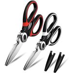 KISUOMAOYI Heavy Duty Kitchen Scissors, Sharp Kitchen Scissors Multipurpose Utility Stainless Steel Scissor, Kitchen Shears for Chicken, PoultryMeat, Vegetables, Herbs, BBQ,Bottle & Jar Opener（2pcs ）